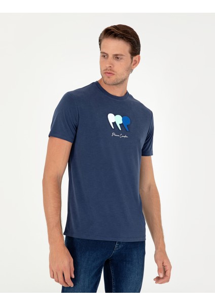 Erkek Lacivert Slim Fit Tişört 50290643-VR033
