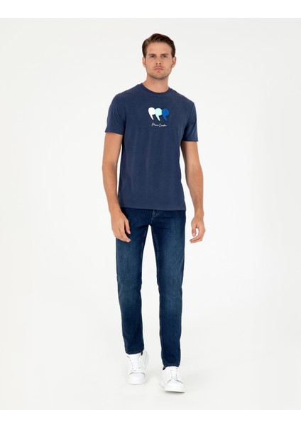 Erkek Lacivert Slim Fit Tişört 50290643-VR033