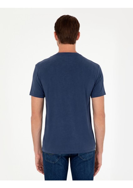 Erkek Lacivert Slim Fit Tişört 50290643-VR033