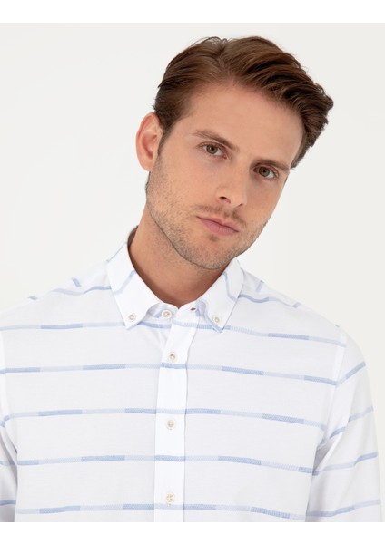 Erkek Mavi Slim Fit Uzun Kollu Gömlek 50296902-VR036