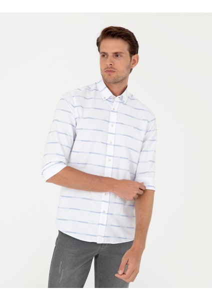 Erkek Mavi Slim Fit Uzun Kollu Gömlek 50296902-VR036