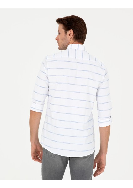 Erkek Mavi Slim Fit Uzun Kollu Gömlek 50296902-VR036
