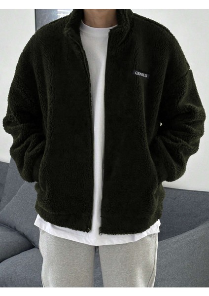 Oversize Tam Fermuarlı Kuzu Sweatshirt Içi Polarlı Sherpa Kumaş Sweatshirt Haki 2Xl fiyatları