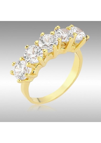 Altın Kaplama 5 Taş Yüzük