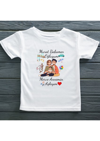 Babamın Oğluyum Annemin Aşkıyım Yazılı Çocuk Tişörtü