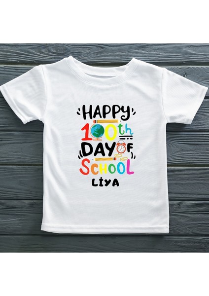 Okulda 100'CÜ Günüm Yazılı Çocuk Tişörtü