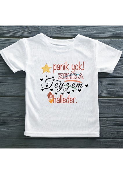 Panik Yok Halam-Teyzem Halleder Yazılı Çocuk Tişörtü