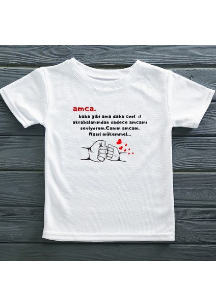 Amca Baba Gibi Ama Daha Cool Yazılı Çocuk Tişörtü