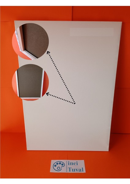 60X90 cm Tuval Profesyonel 1.kalite %100 Pamuk 380GR/M2 Ressam Dokulu Astarlı Gergin Arkadan Zımbalı