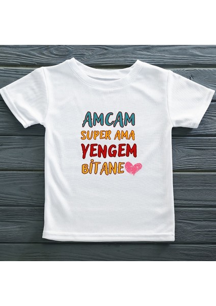 Amcam Super Ama Yengem Bitane Yazılı Çocuk Tişörtü