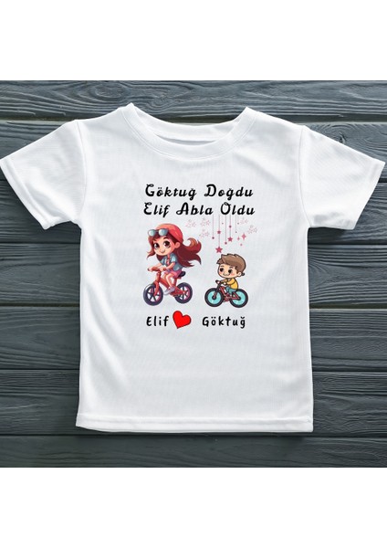 Erkek Kardeş Doğdu Abla Oldu Yazılı Yazılı Çocuk Tişörtü
