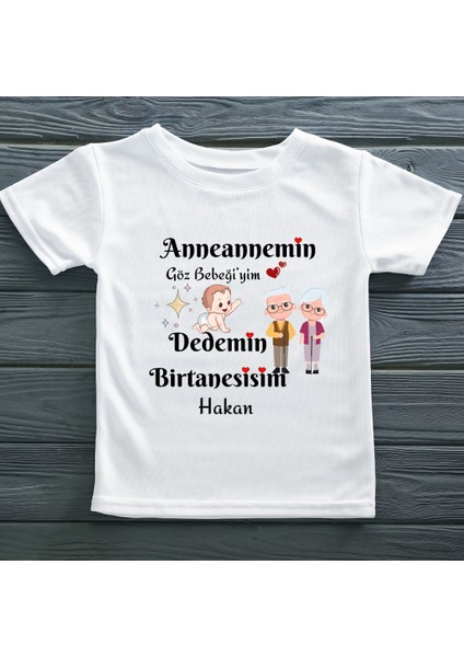 Anneanne - Babaannemin Göz Bebeğim Dedemin Bir Tanesiyim Yazılı Çocuk Tişörtü