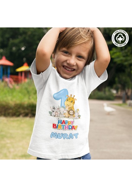 1 Yaşında Yazılı Erkek Çocuk Tişörtü