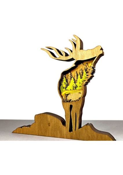 Ahşap Mdf Çok Katmanlı Av Temalı Geyik Dekoratif Obje