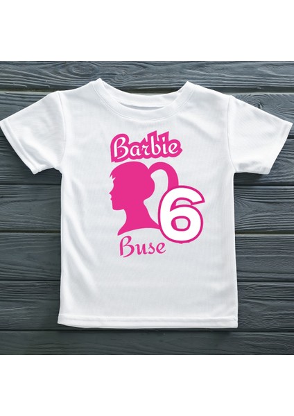 Barbie Isim Yazılabilen Yazılı Çocuk Tişörtü