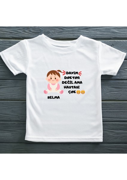 Dayım Doktor Değil Ama Hastası Çok Yazılı Çocuk Tişörtü