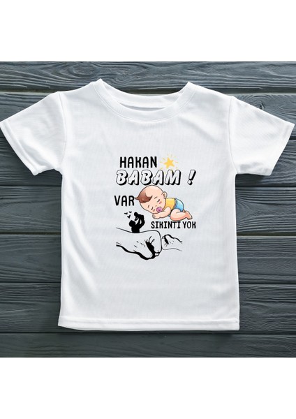 Babam Var Sıkını Yok Yazılı Çocuk Tişörtü