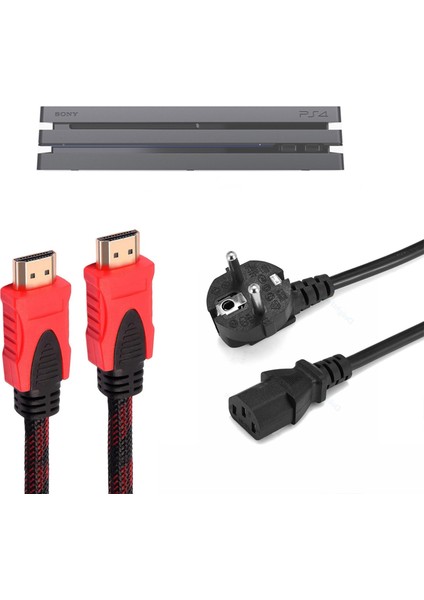 Ps4 Pro Güç Kablosu ve Örgülü HDMI Kablo Set Playstation 4 Aksesuar
