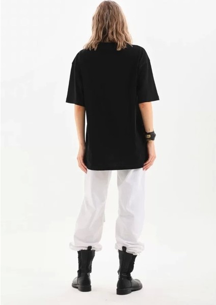 Unisex Bisiklet Yaka 20/1 Düz Oversize T-Shirt - Siyah fırsatları