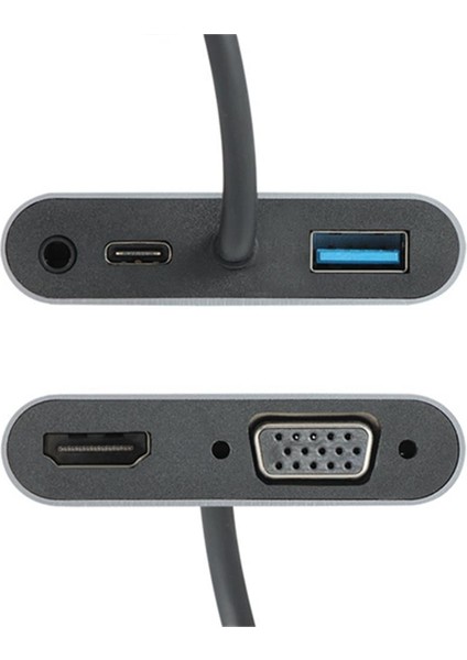 CU4511 Type-C To Hdmi+Vga+Usb 3+3.5mm Aux+ Type-C Çevirici