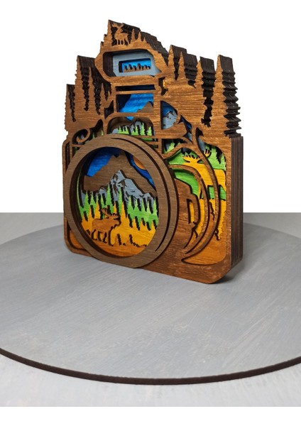 Ahşap Mdf Çok Katmanlı Fotoğraf Makinesi Manzara Dekoratif Obje fiyatları