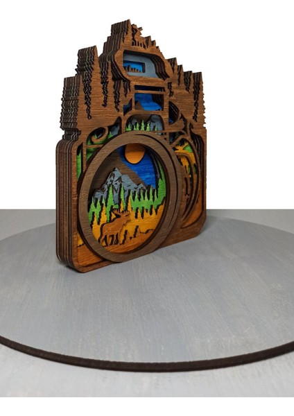Ahşap Mdf Çok Katmanlı Fotoğraf Makinesi Manzara Dekoratif Obje modelleri