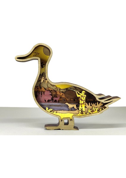 Ahşap Mdf Çok Katmanlı Ördek Av Sahnesi Dekoratif Obje