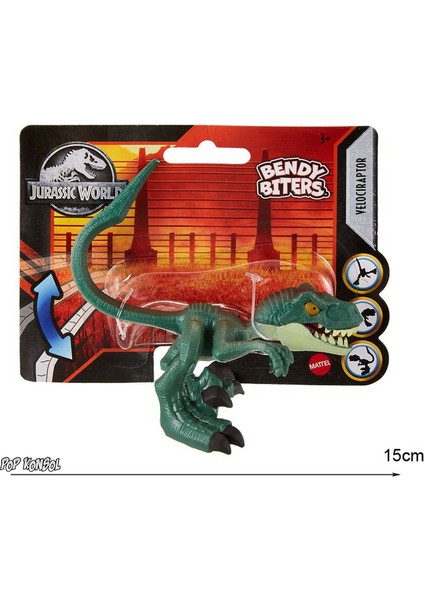 Jurassic World Dinozor Figür Velociraptor Bendy Biters Mattel Lisanslı Orjinal Oyuncak