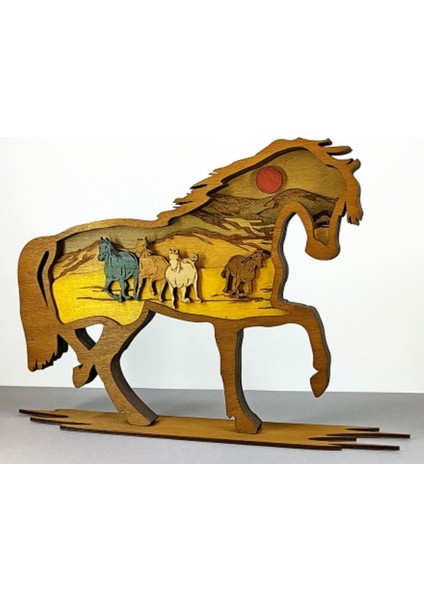 Ahşap Mdf Çok Katmanlı Doğa Temalı At Dekoratif Obje