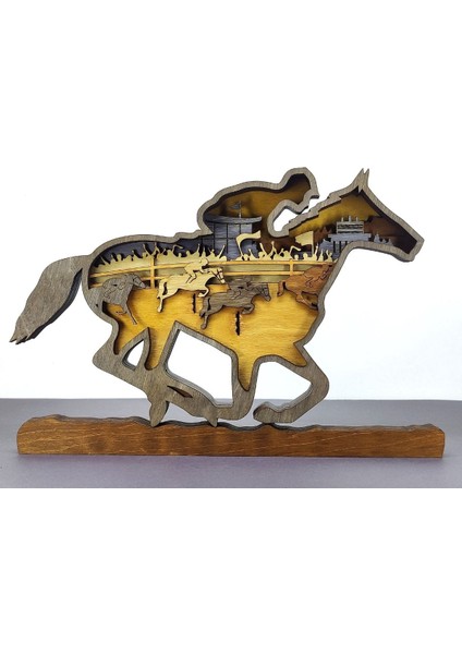 Ahşap Mdf Çok Katmanlı At ve Jokey Dekoratif Obje