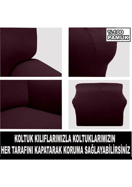 Pamuk Fransız Kumaş 2 Adet Üçlü Çekyat & Kanepe - 2 Adet Tekli Koltuk Kılıfı Seti