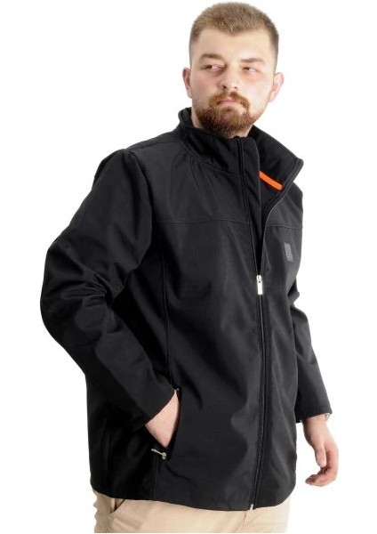 Büyük Beden Erkek Mont Waterproof Softshell 21232 Siyah fiyatları