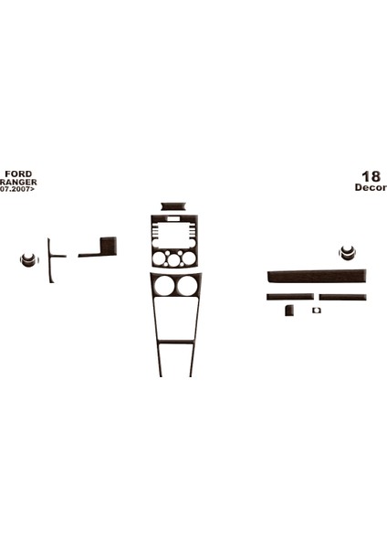 Ford Ranger Konsol-Maun Kaplama 2006-2010 18 Parça
