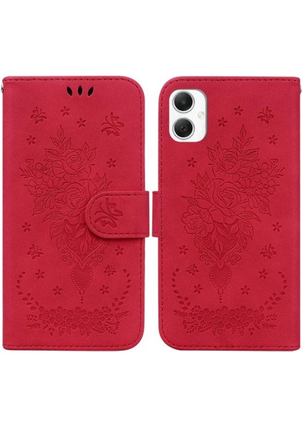 Samsung Galaxy A06 Kabartma Gül Çiçekler Için Kılıf Kickstand Cüzdan Kılıf Kartı (Yurt Dışından)