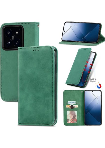 Xiaomi 14T Deri Kılıf Için Flip Case Basit Iş Darbeye Cüzdan (Yurt Dışından)
