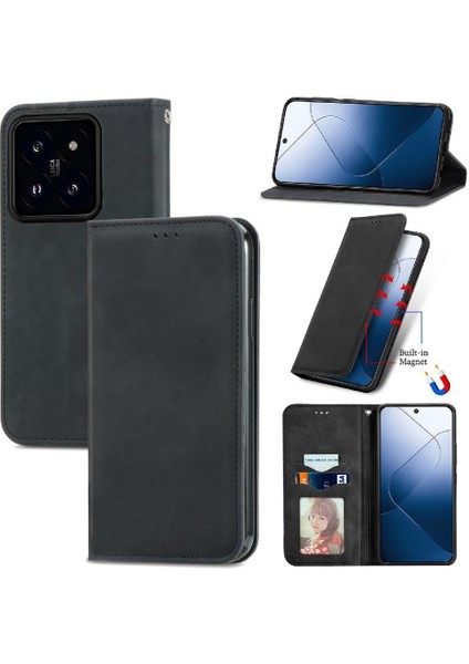 Xiaomi 14T Deri Kılıf Için Flip Case Basit Iş Darbeye Cüzdan (Yurt Dışından)