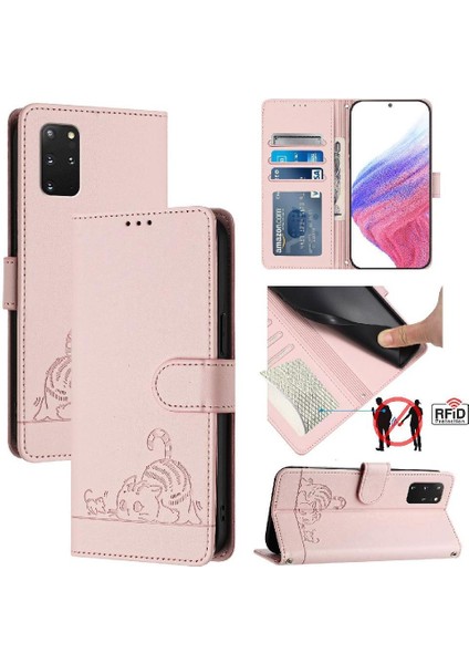Samsung Galaxy S20 Artı Kedi Rfıd Kart Yuvası Tutucu Için Kickstand Flip (Yurt Dışından)