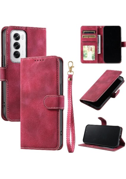 Oppo Oppo 12 5g Için Flip Case Kickstand Cüzdan Kart Yuvaları Pu Deri Bilek (Yurt Dışından)