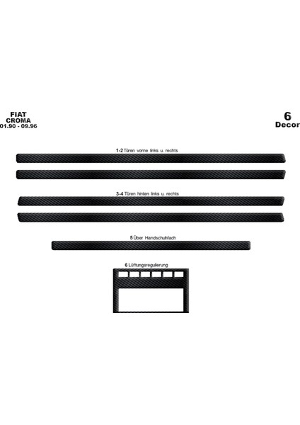 Fiat Croma Konsol-Maun Kaplama 1990-1996 6 Parça