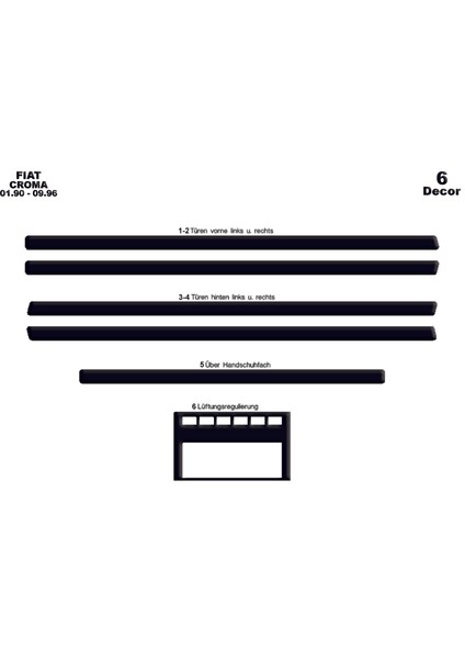 Fiat Croma Konsol-Maun Kaplama 1990-1996 6 Parça