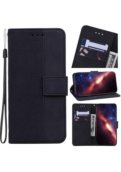 Onur X6B Flip Folio Premium Pu Deri Için Flip Case Geometrik Kabartmalı (Yurt Dışından)