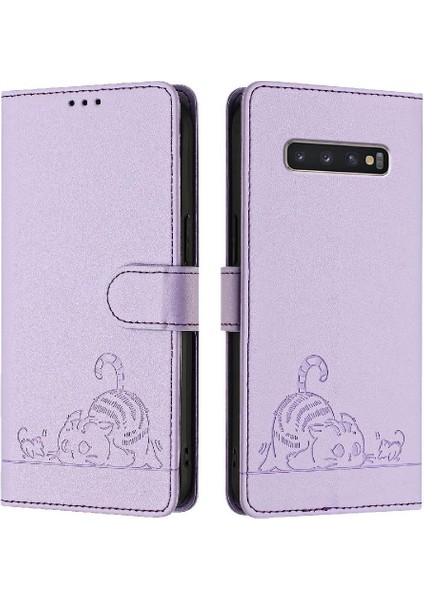 Samsung Galaxy S10 Artı Kedi Rfıd Cüzdan Kapak Çevirin Kart Yuvası (Yurt Dışından)
