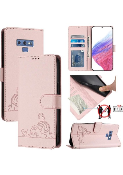 Samsung Galaxy Not 9 Için Kılıf Cüzdan Kapak Çevirin Kedi Rfıd Kart Yuvası Tutucu (Yurt Dışından)