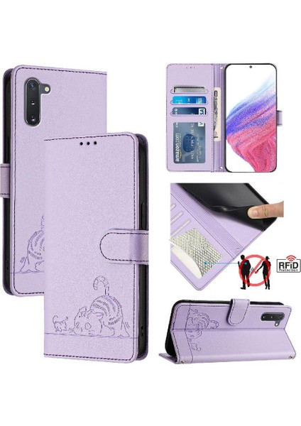 Samsung Galaxy Not 10 Için Kılıf Cüzdan Kapak Çevirin Kedi Rfıd Kart Yuvası (Yurt Dışından)