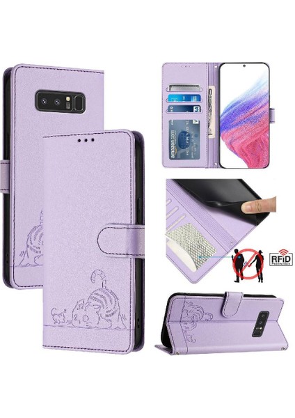 Samsung Galaxy Not 8 Için Kılıf Cüzdan Kapak Çevirin Kedi Rfıd Kart Yuvası Tutucu (Yurt Dışından)