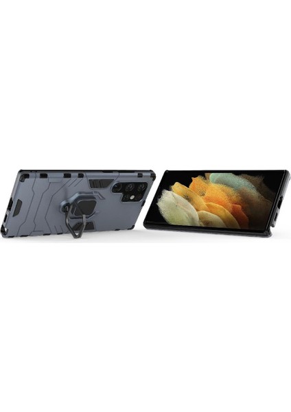 Halka Araba Dağı Kickstand Kılıf Samsung Galaxy S22 Ultra 5g Darbeye (Yurt Dışından)
