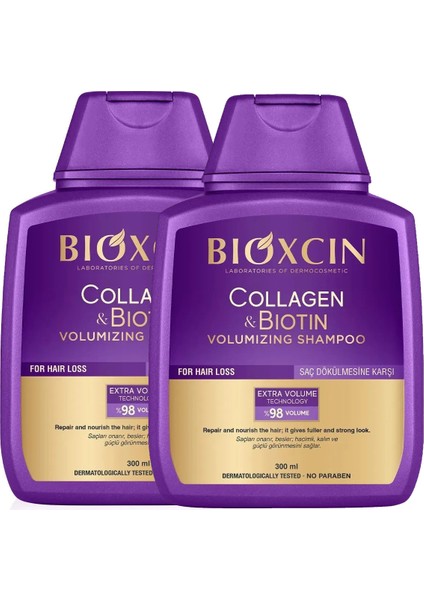 Collagen & Biotin Ekstra Hacim Şampuanı 300 ml 2'li - Kolajen Biotin Ince Seyrek Saçlar