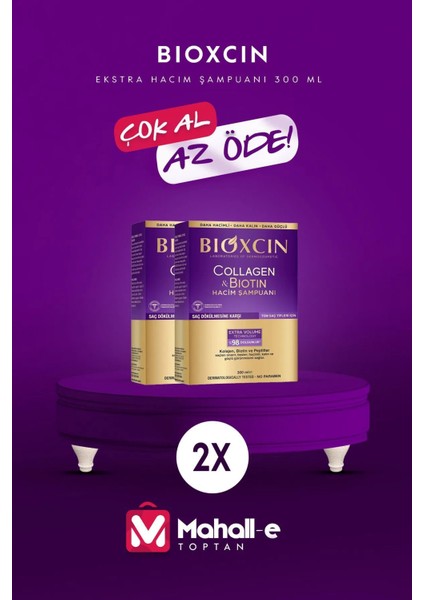 Collagen & Biotin Ekstra Hacim Şampuanı 300 ml 2'li - Kolajen Biotin Ince Seyrek Saçlar