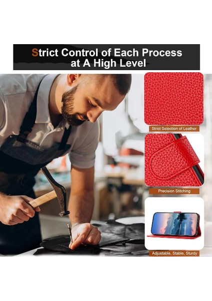 IPhone 16 Için Telefon Kılıfı Kart Yuvaları Tutucu Cüzdan Litchi Desen Flip Pu (Yurt Dışından) modelleri