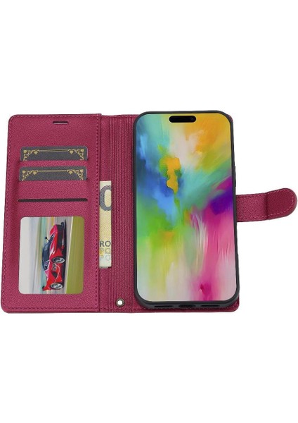 IPhone 16 Için Flip Case Artı Kickstand Pu Deri Bölünmüş Deri Cüzdan 2 1 (Yurt Dışından)